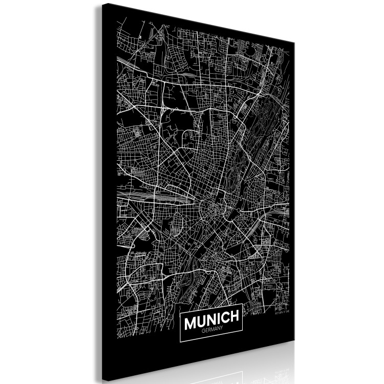 Canvas Print Munich - a minimalistic black and white map of the German metropolis 118082 additionalImage 2