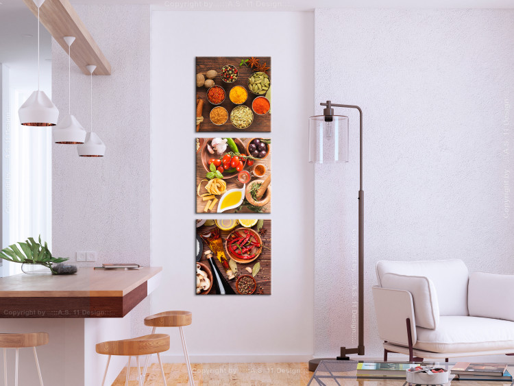 Canvas Print Wooden Base of Flavors (3-part) - Food in Colorful Presentation 122782 additionalImage 3