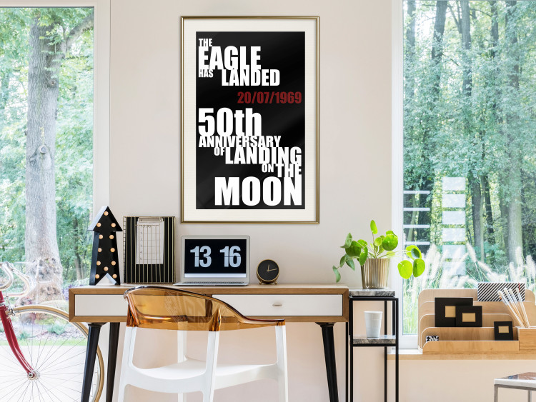 Poster Moon Landing - black and white English text with red date 123182 additionalImage 21