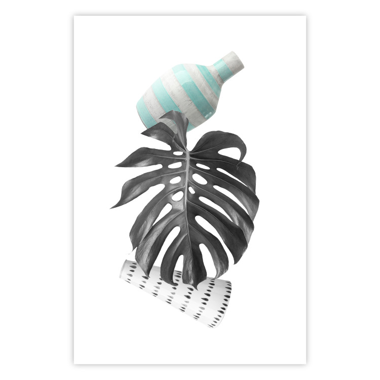 Poster Face of Art - abstraction with leaf and two vases on white background 123282 additionalImage 19