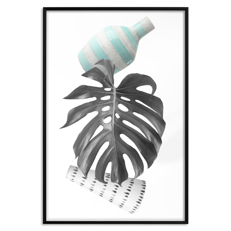 Poster Face of Art - abstraction with leaf and two vases on white background 123282 additionalImage 18