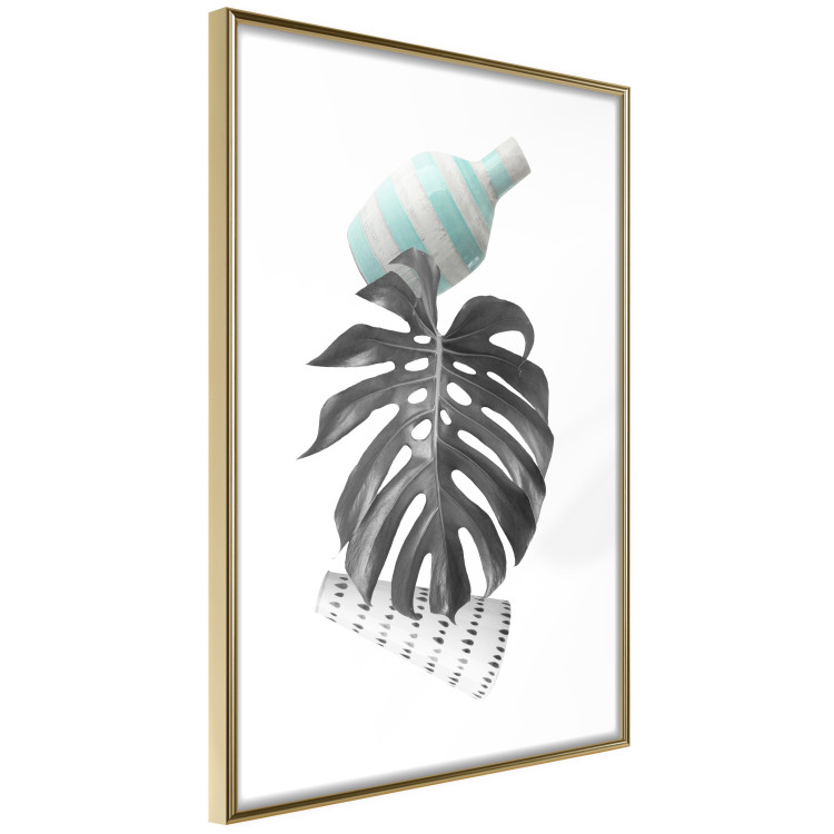 Poster Face of Art - abstraction with leaf and two vases on white background 123282 additionalImage 6