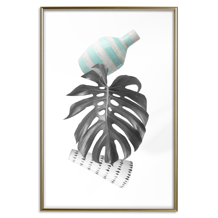 Poster Face of Art - abstraction with leaf and two vases on white background 123282 additionalImage 14