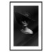 Wall Poster Mysterious Woman - black and white portrait of a woman with a large hat 123482 additionalThumb 15