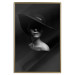 Wall Poster Mysterious Woman - black and white portrait of a woman with a large hat 123482 additionalThumb 16