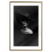 Wall Poster Mysterious Woman - black and white portrait of a woman with a large hat 123482 additionalThumb 14