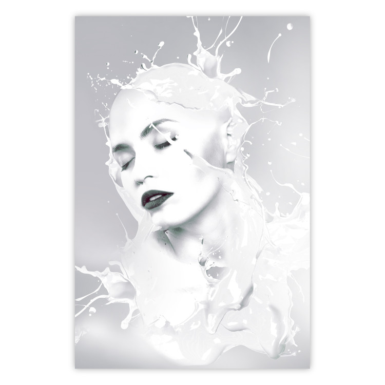 Poster Milky Queen - black and white abstraction of a woman in milk form 124482