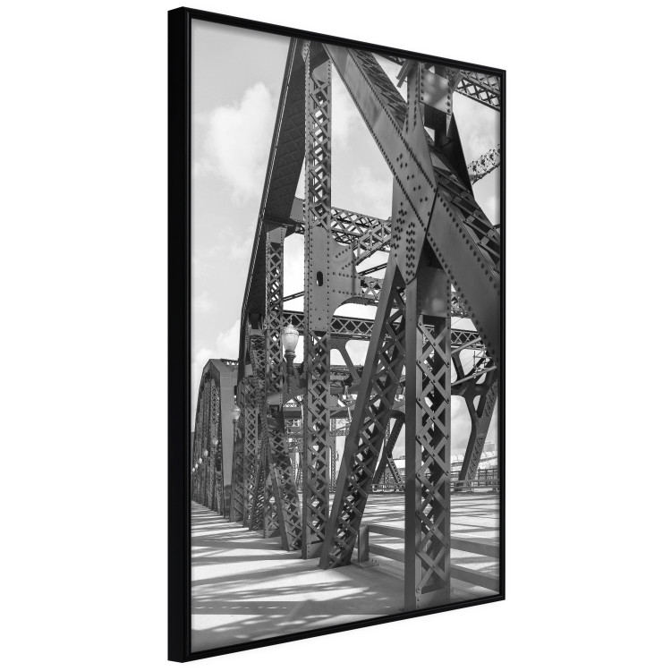 Wall Poster Morning Bridge - gray architecture of a metal bridge against a light background 129782 additionalImage 11