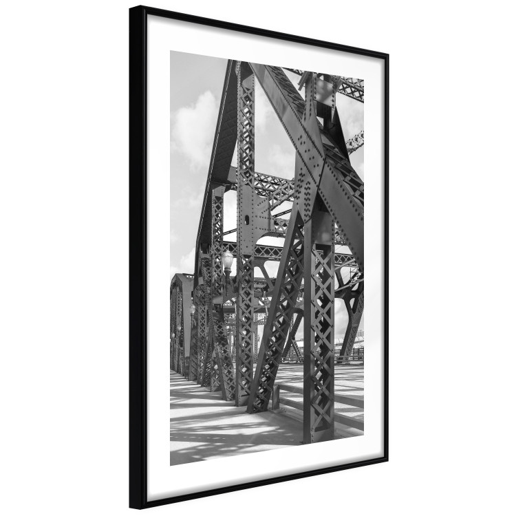 Wall Poster Morning Bridge - gray architecture of a metal bridge against a light background 129782 additionalImage 6