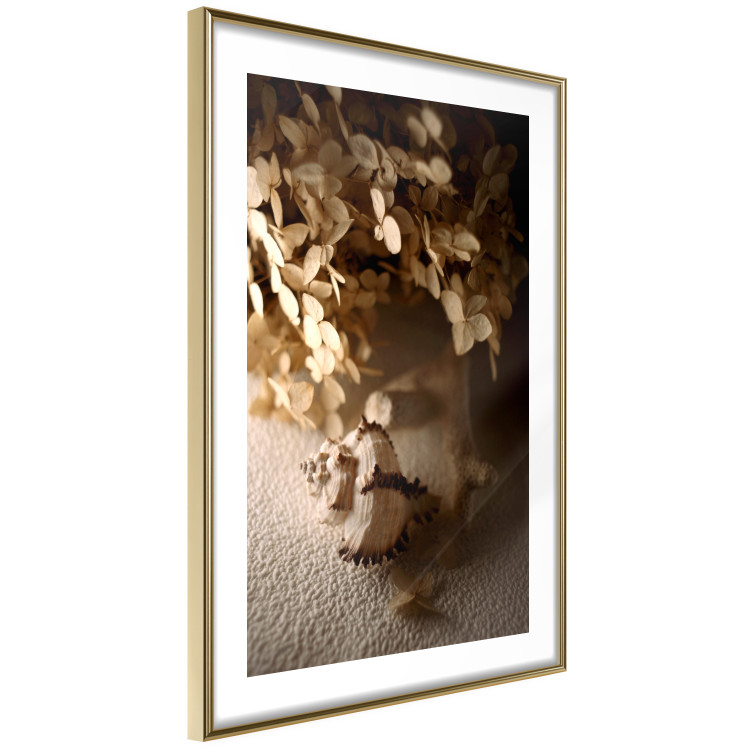 Wall Poster Rustling Shell - flowers and seashell on the beach in brown colors 131782 additionalImage 9