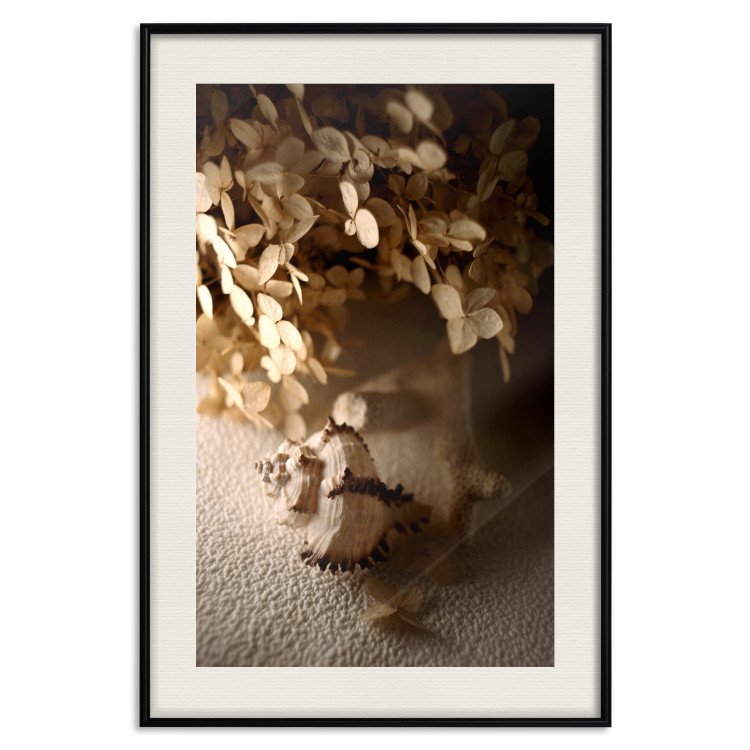 Wall Poster Rustling Shell - flowers and seashell on the beach in brown colors 131782 additionalImage 19