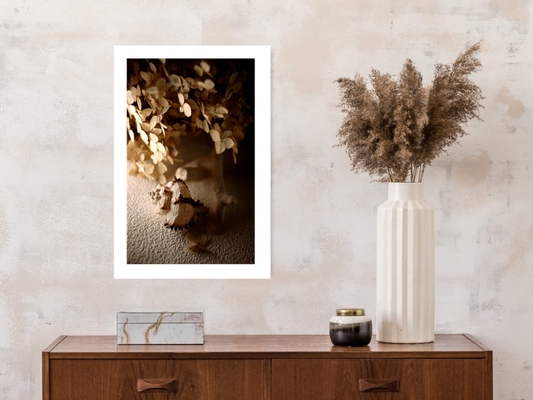 Wall Poster Rustling Shell - flowers and seashell on the beach in brown colors 131782 additionalImage 3