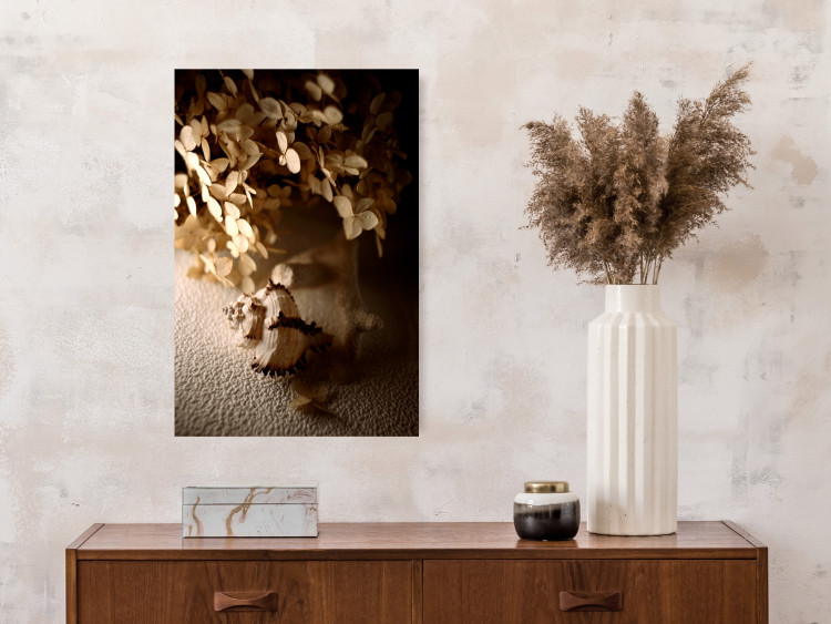 Wall Poster Rustling Shell - flowers and seashell on the beach in brown colors 131782 additionalImage 4