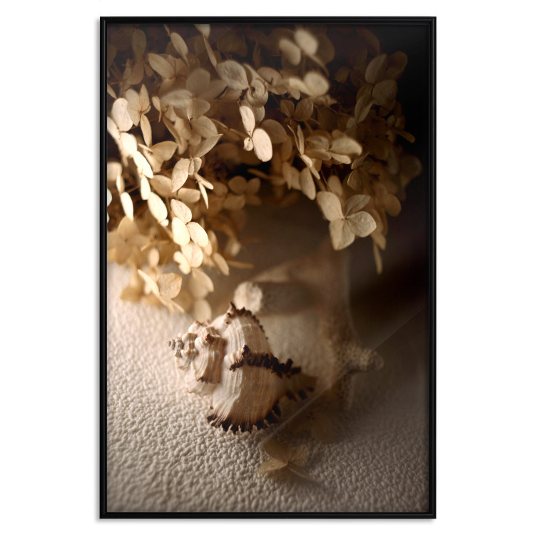 Wall Poster Rustling Shell - flowers and seashell on the beach in brown colors 131782 additionalImage 18
