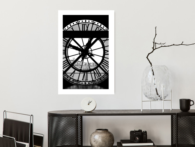 Wall Poster Sacre-Coeur Clock - black and white clock architecture against the city backdrop 132282 additionalImage 12