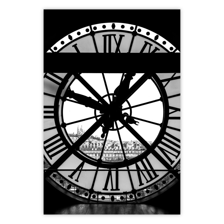 Wall Poster Sacre-Coeur Clock - black and white clock architecture against the city backdrop 132282