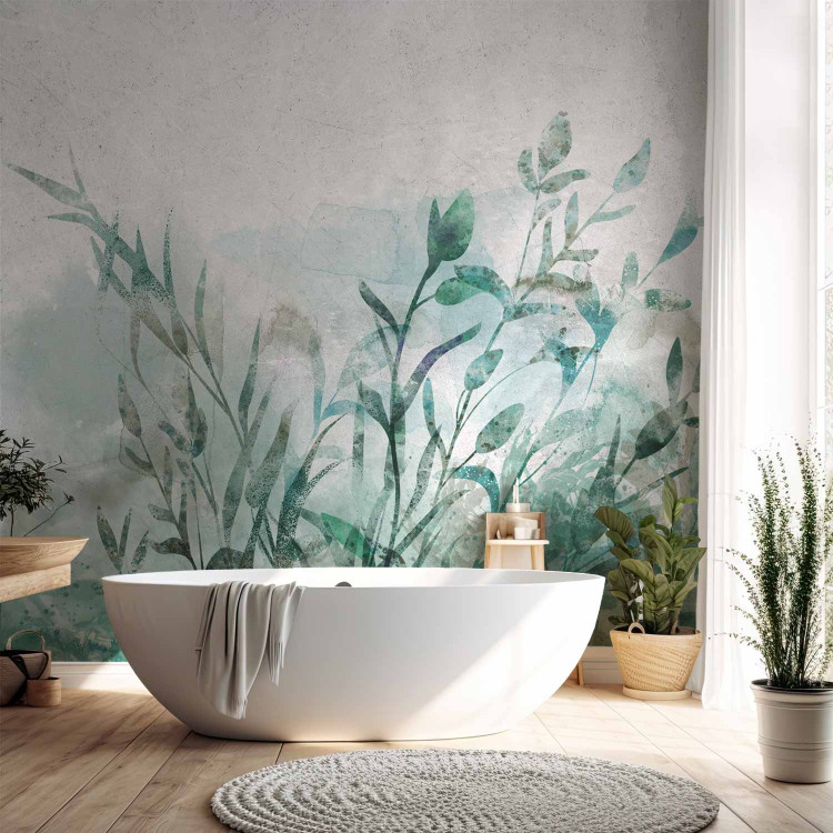 Wall Mural Nature landscape - minimalistic green plant motif with watercolour 135482 additionalImage 8