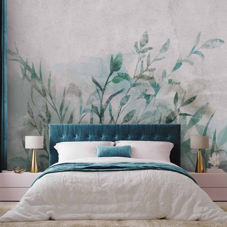 Wall Mural Nature landscape - minimalistic green plant motif with watercolour 135482 additionalImage 2