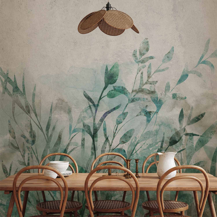 Wall Mural Nature landscape - minimalistic green plant motif with watercolour 135482 additionalImage 4