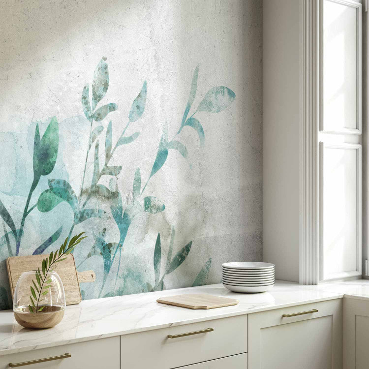 Wall Mural Nature landscape - minimalistic green plant motif with watercolour 135482 additionalImage 7