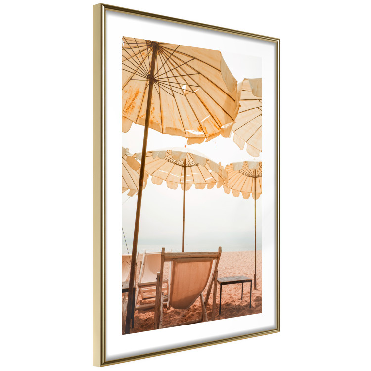 Poster Sunny Gust - summer landscape of beach loungers with the sea in the background 135882 additionalImage 2