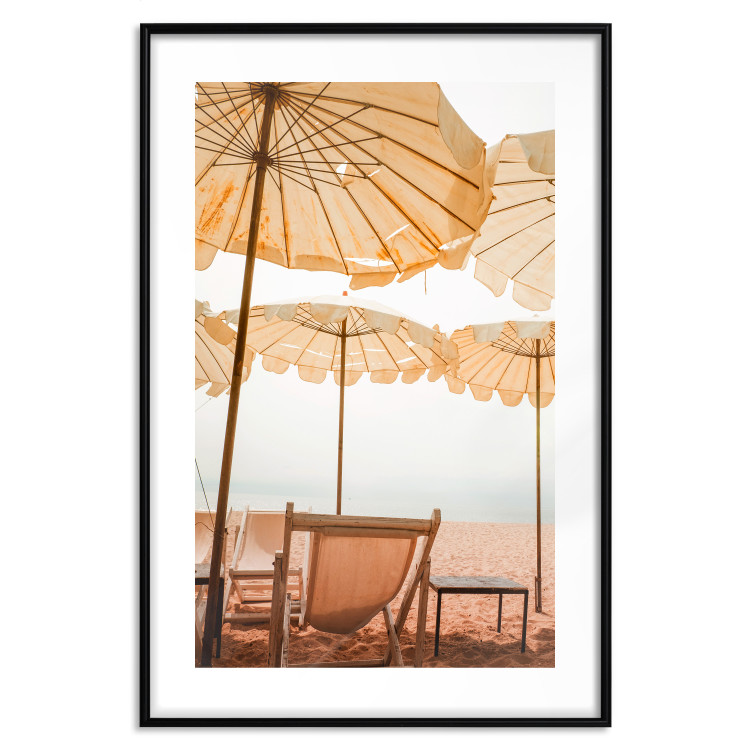 Poster Sunny Gust - summer landscape of beach loungers with the sea in the background 135882 additionalImage 20