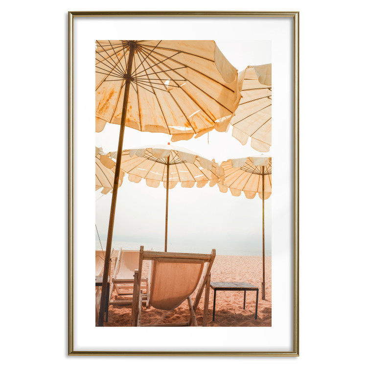 Poster Sunny Gust - summer landscape of beach loungers with the sea in the background 135882 additionalImage 19