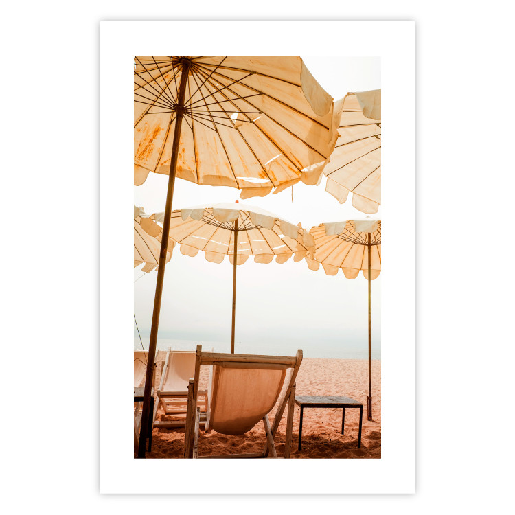 Poster Sunny Gust - summer landscape of beach loungers with the sea in the background 135882 additionalImage 10