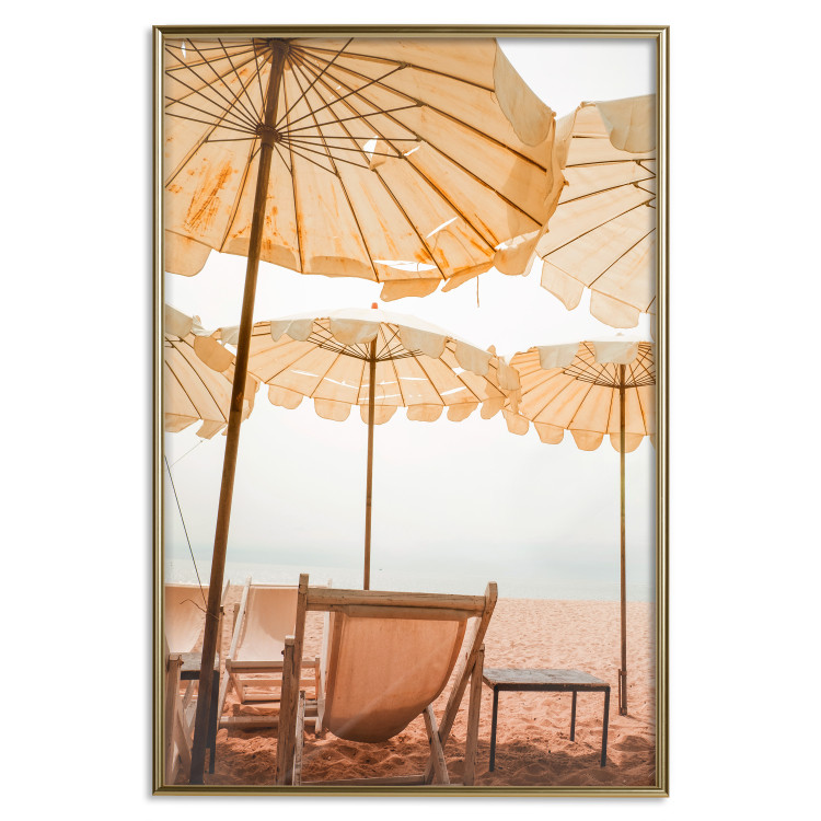 Poster Sunny Gust - summer landscape of beach loungers with the sea in the background 135882 additionalImage 12