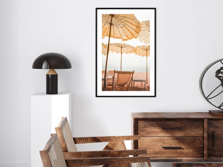 Poster Sunny Gust - summer landscape of beach loungers with the sea in the background 135882 additionalImage 17