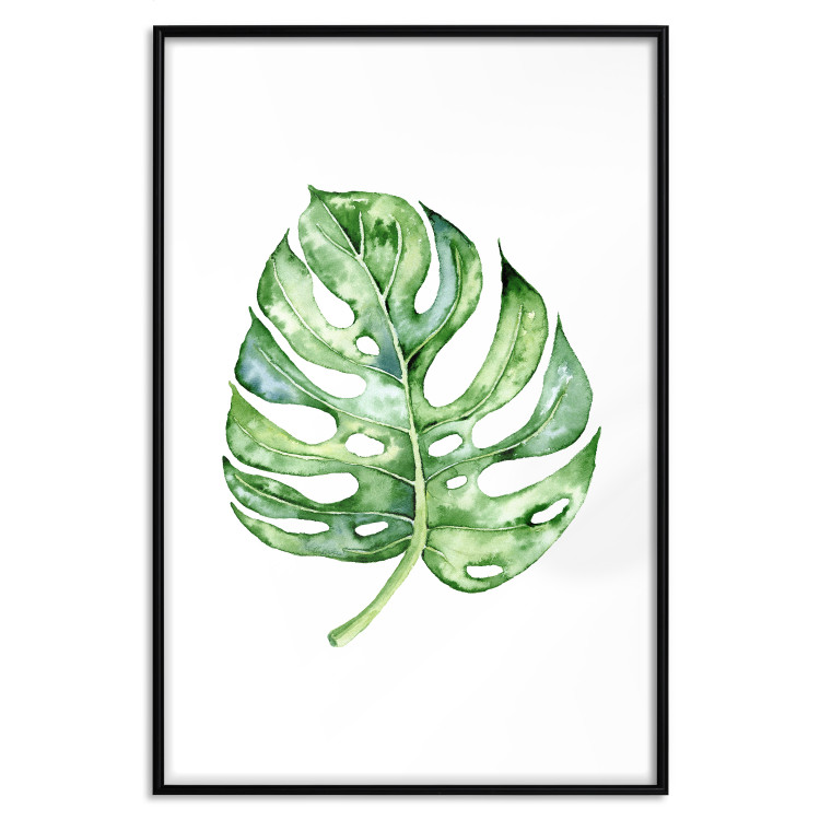 Poster Watercolor Monstera - a simple composition with a green plant leaf 136382 additionalImage 7
