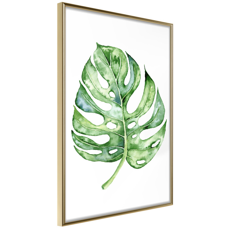 Poster Watercolor Monstera - a simple composition with a green plant leaf 136382 additionalImage 3