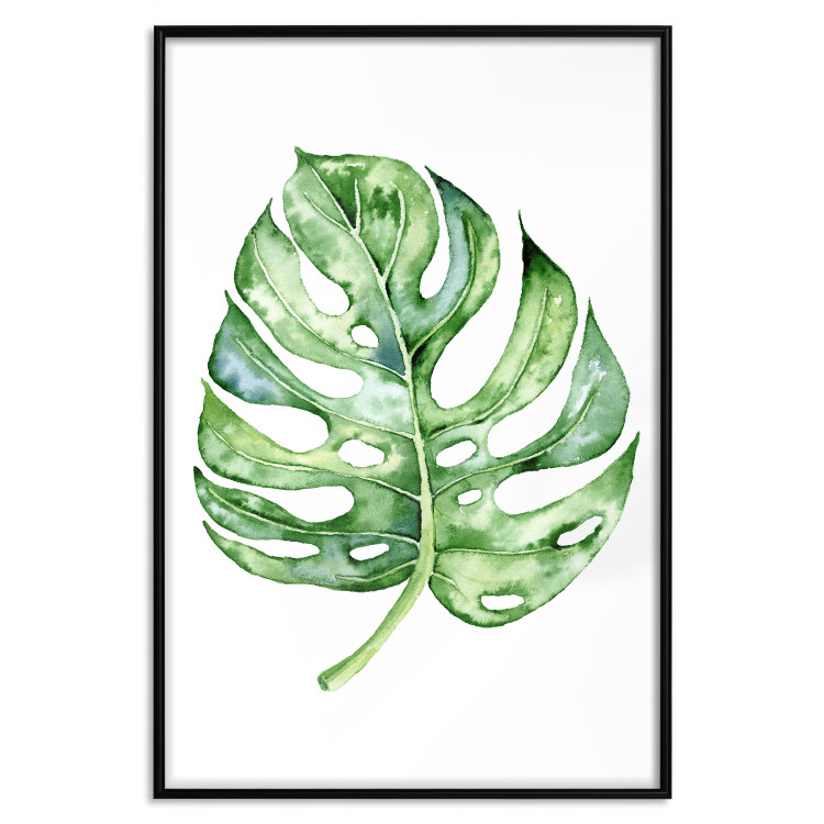 Poster Watercolor Monstera - a simple composition with a green plant leaf 136382 additionalImage 11