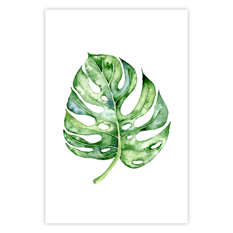 Poster Watercolor Monstera - a simple composition with a green plant leaf 136382 additionalImage 9