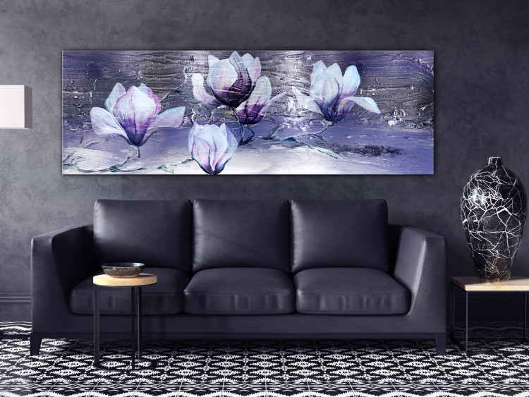 Canvas Art Print Flowers for Mom (1-piece) narrow - magnolias in shades of purple 138582 additionalImage 3