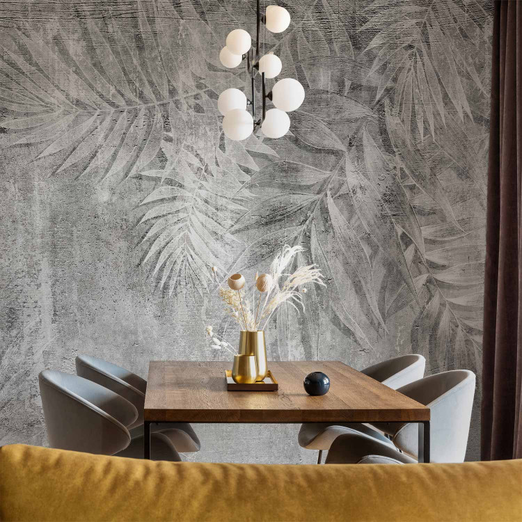 Photo Wallpaper Vinatge style sketch - palm leaf textured background in grey 143182 additionalImage 4