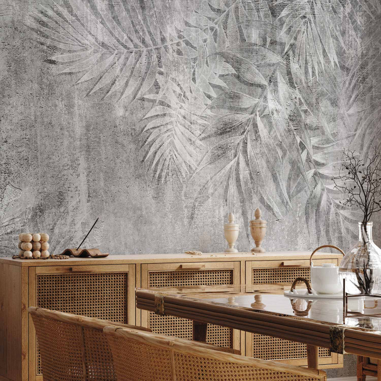 Photo Wallpaper Vinatge style sketch - palm leaf textured background in grey 143182 additionalImage 7