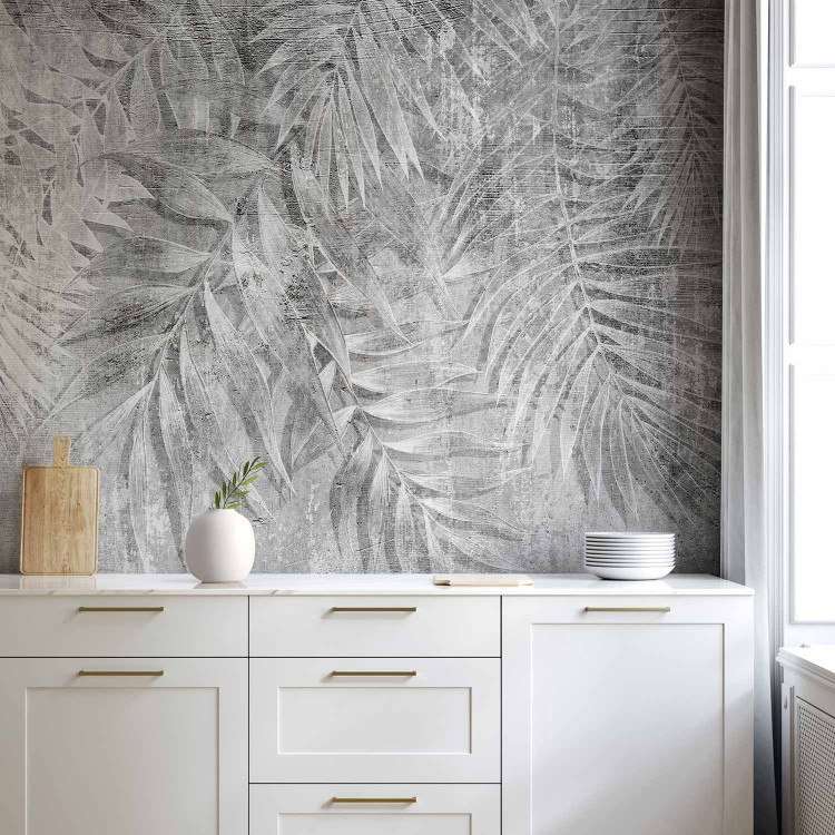 Photo Wallpaper Vinatge style sketch - palm leaf textured background in grey 143182 additionalImage 6