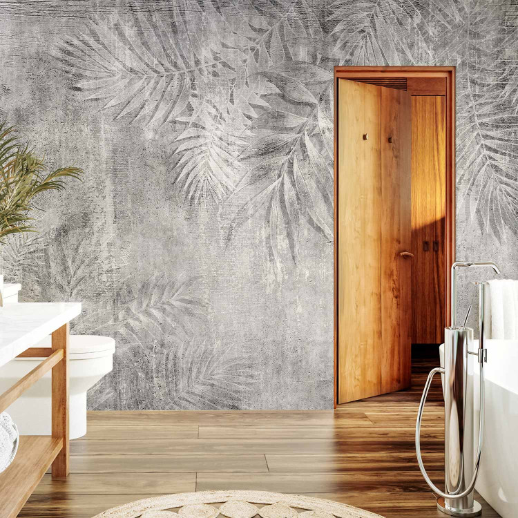 Photo Wallpaper Vinatge style sketch - palm leaf textured background in grey 143182 additionalImage 8