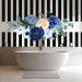 Photo Wallpaper Good pass - motif of blue flowers on a background of black and white stripes 143382 additionalThumb 8