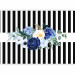 Photo Wallpaper Good pass - motif of blue flowers on a background of black and white stripes 143382 additionalThumb 1