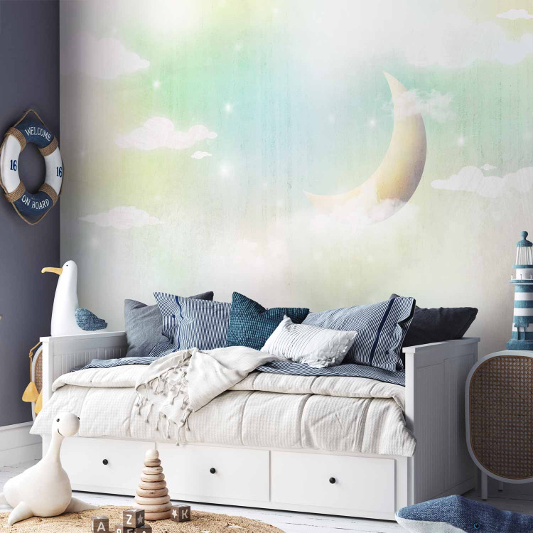 Wall Mural Children's landscape - clouds and moon in the sky in colourful shades 143482 additionalImage 8