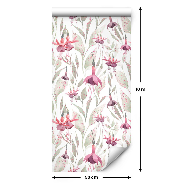 Modern Wallpaper Fuchsia - Delicate Pink Flowers against a Background of Light Green Leaves 146382 additionalImage 7