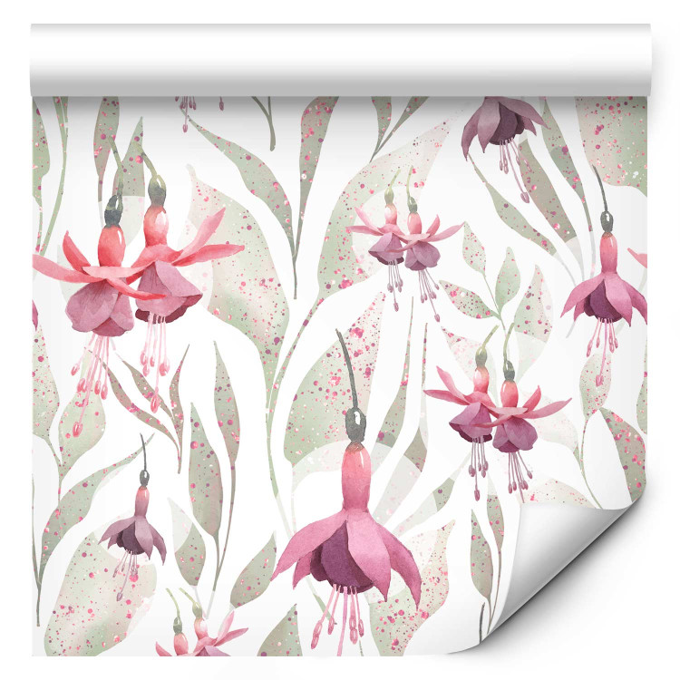 Modern Wallpaper Fuchsia - Delicate Pink Flowers against a Background of Light Green Leaves 146382 additionalImage 6