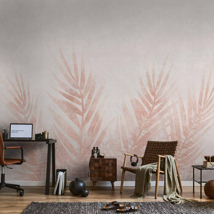 Wall Mural Pink Palm Leaves - Delicately Painted Exotic 148582 additionalImage 4