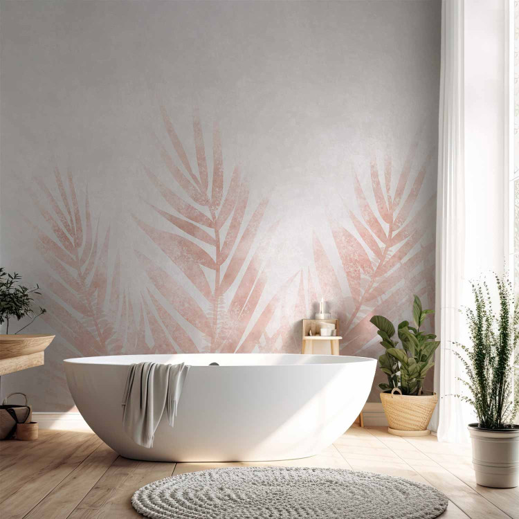 Wall Mural Pink Palm Leaves - Delicately Painted Exotic 148582 additionalImage 8