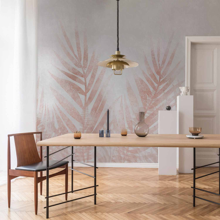 Wall Mural Pink Palm Leaves - Delicately Painted Exotic 148582 additionalImage 6