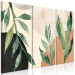Canvas Art Print Green Leaves - Plants on an Abstract Background in Pastel Browns 151782 additionalThumb 2