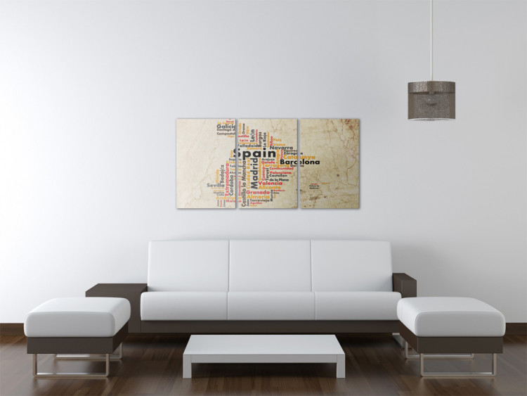 Canvas Print Map of Spain - borders formed from city names in national colors 55282 additionalImage 3
