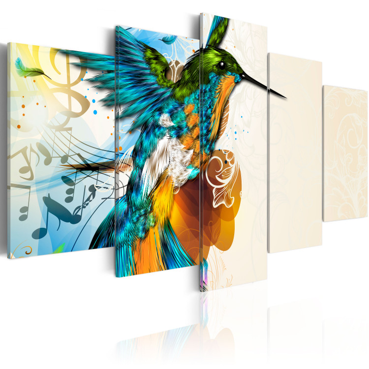 Canvas Print Bird's music - 5 pieces 55482 additionalImage 2